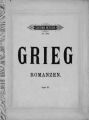 Vier Romanzen fur eine Singstimme mit Klavierbegleitung v. Ed. Grieg